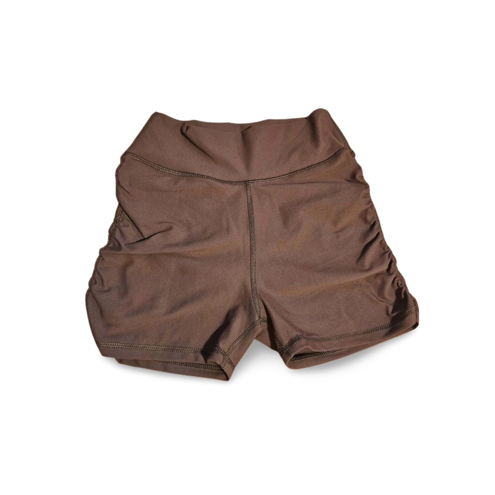 Becco Brown Bike Shorts with Stretchy Ruched Sides